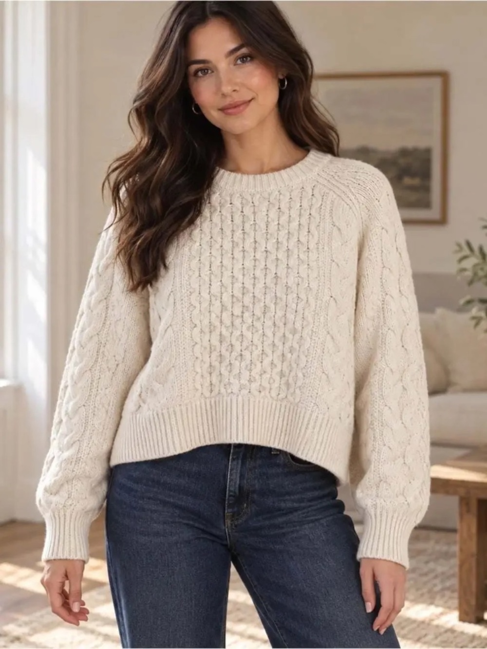 White Cable Knit S Universal Thread Sweater White